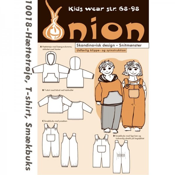 Snitmønster Onion Kids Wear 10018 "Hættetrøje, T-shirt, smækbuks" str 68-98 (6M-3Y)