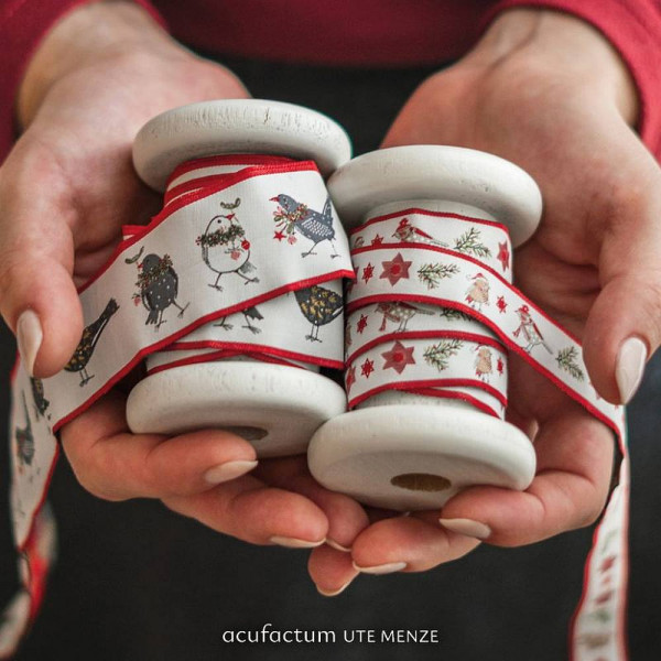 30 mm Webband "Weihnachtsvögel" von acufactum