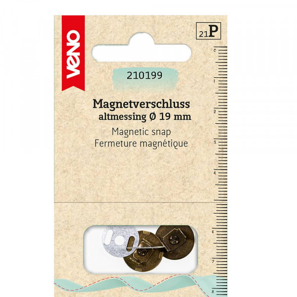 Taskelås - magnetlås Ø 19mm antik messing