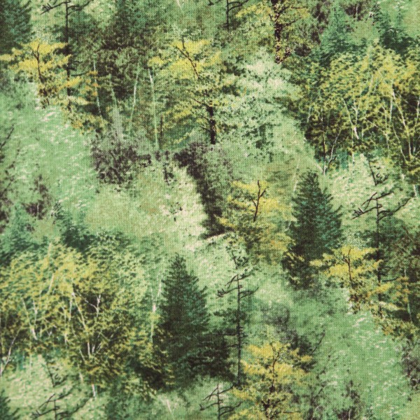 Bomuld "Hidden Valley - Trees Green Yardage" by Kevin Daniel