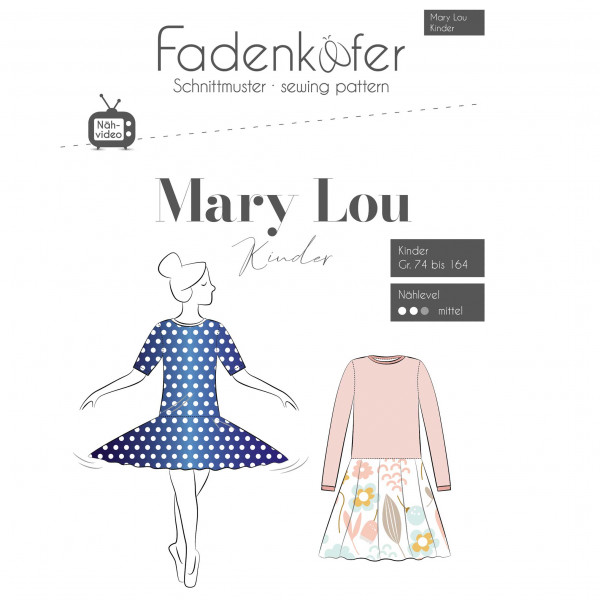 Snitmønster Kjole “Mary Lou“ Kids str. 74 - 164