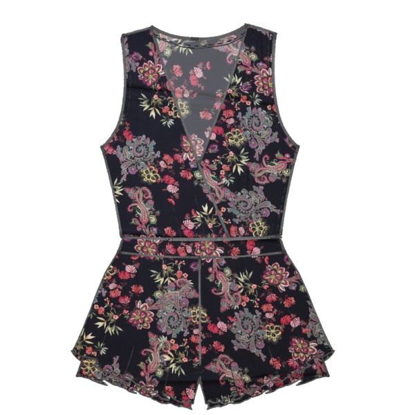 Bomuldsbatist med blomster-tryk