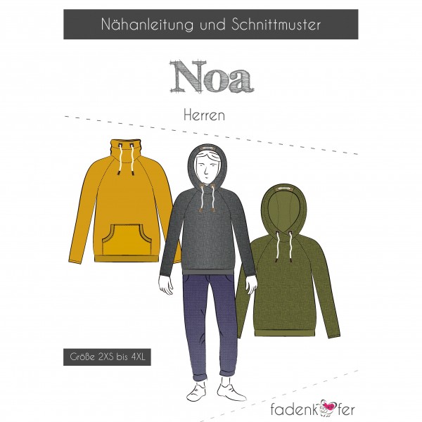 Snitmønster Hoodie “Noa“ Herre str 2XS - 4XL