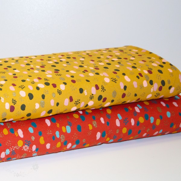 Bomuldsjersey "Glitter Dots sennep" designed for you by POPPY