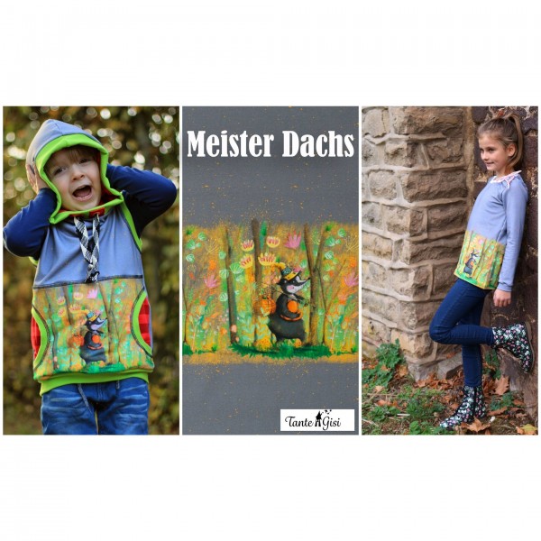 70 cm BIO-French-Terry Panel "Meister Dachs" by Tante Gisi
