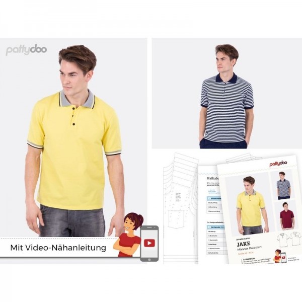 Snitmønster Herre-Polo-Shirt "Jake" str XS - XXXL by pattydoo