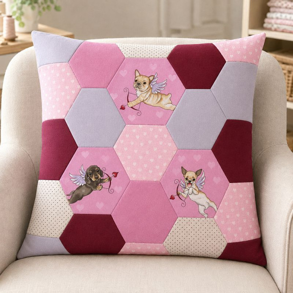 Patchwork-Stoff "Puppy Love" fra De Leon Design Group