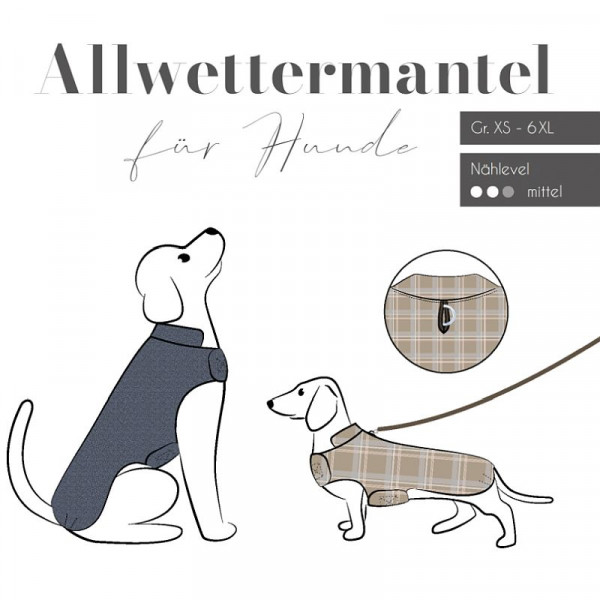 Snitmønster Allvejrsfrakke til hunde str. XS - 6XL