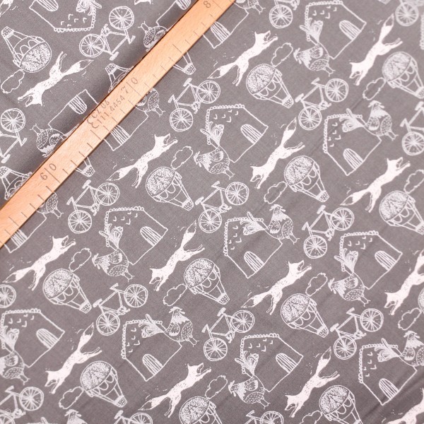 Bomuld "Little Thicket" Fox/Bike 14528-GRAY