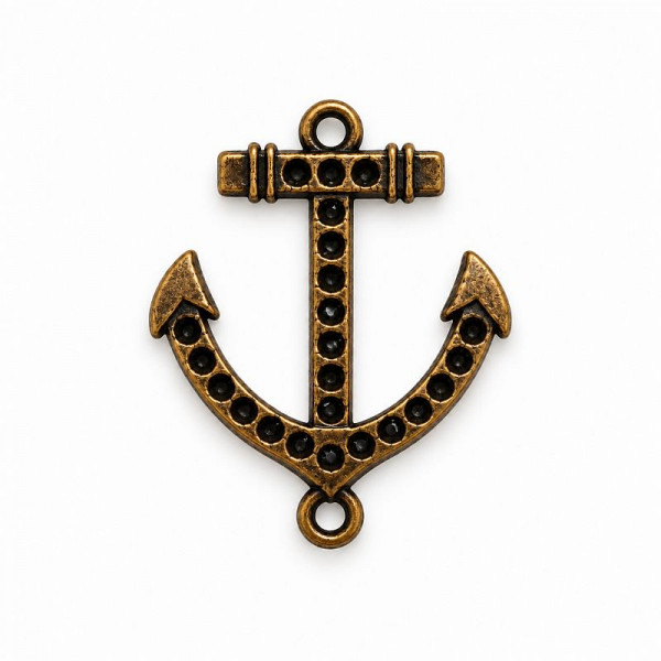Charm "Stort anker" 35mm gammel messing