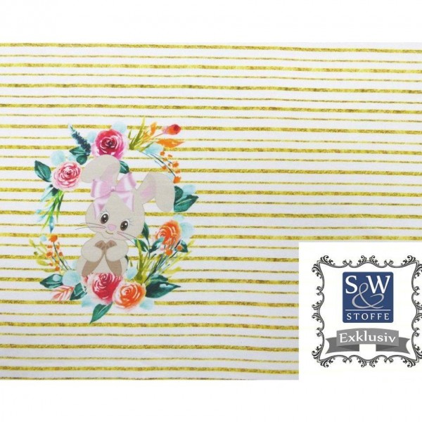 French Terry Panel "Flower Bunny" by From Heart to Needle