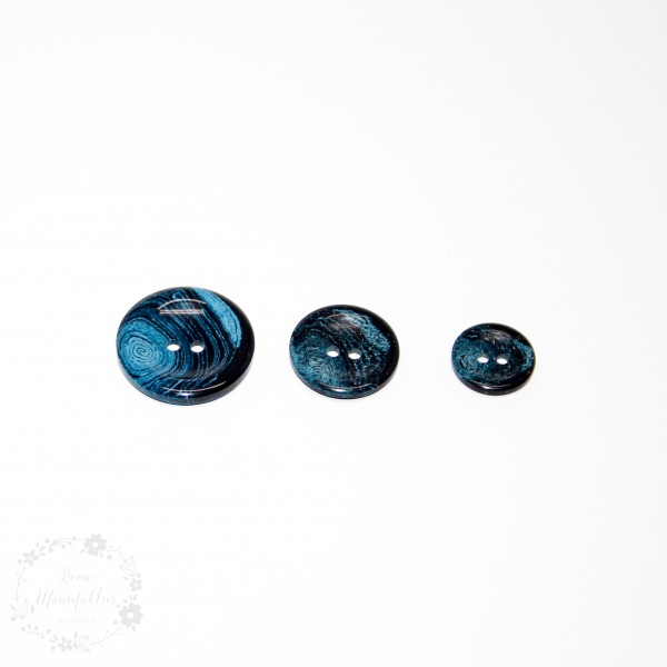 2-hul-knap "Genanvendt hamp og polyester" blå (15 - 25 mm)