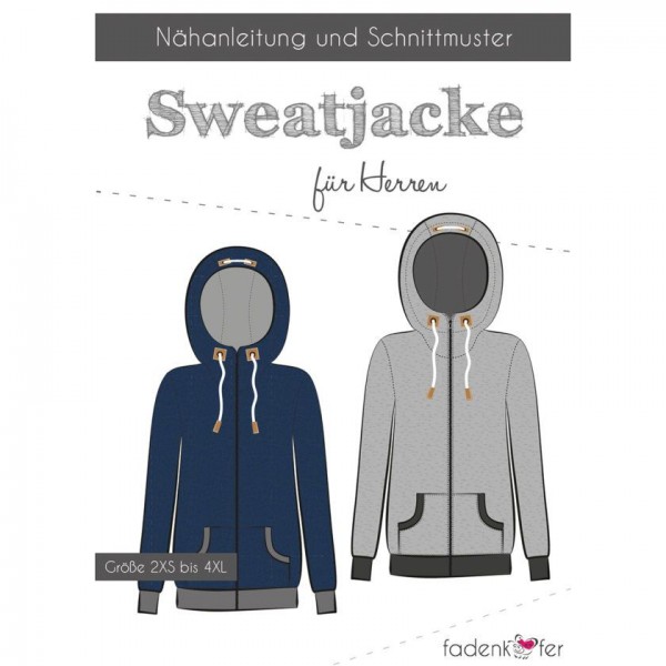 Erfaren person At forurene jordskælv Snitmønster Jakke “Sweatjacke“ Herre str 2XS - 4XL – Herre – Snitmønster –  Rømø Manufaktur