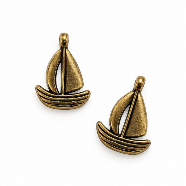 Charm "Sejlbåd" 17mm gammel messing