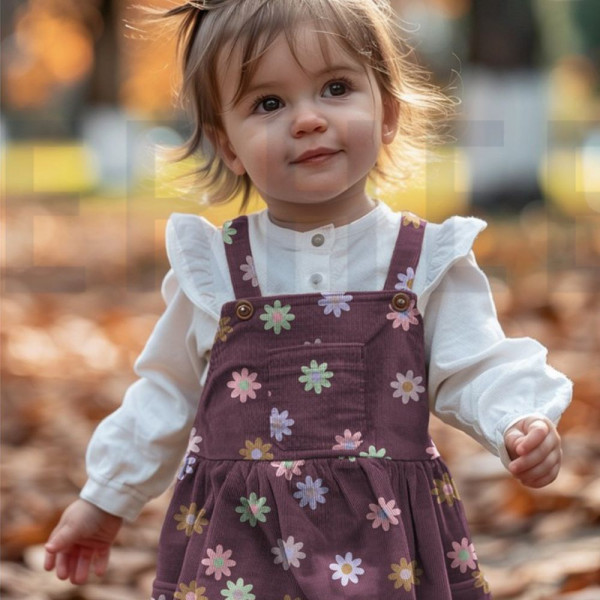 Babyfløjl med blomster og glitter