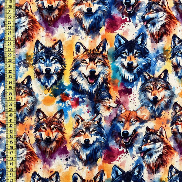 BIO-Baumwolljersey "Watercolor Wolves"