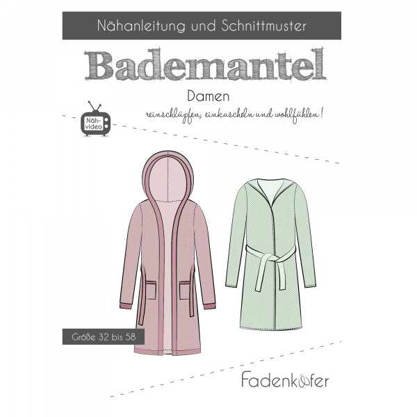Snitmønster Badekåbe “Bademantel“ Dame str 32 - 58