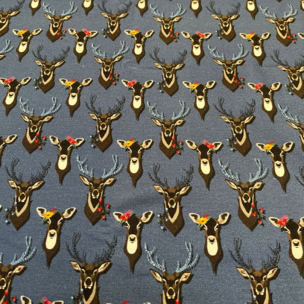 1 m French Terry “Autumn Wood“ blå