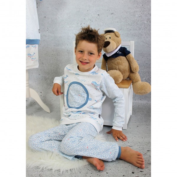 Bomuldsjersey kollektion "Ocean Breeze" fisk sværm