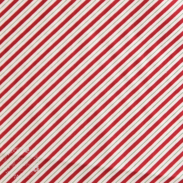 Bomuld "Holly Hill Christmas - Candy Cane Stripe White"