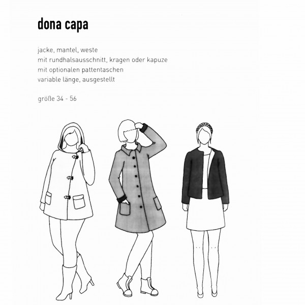 Snitmønster Dame-Frakke "Dona Capa" str 34 - 56