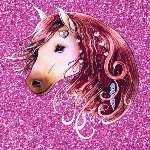 60 cm French Terry Panel kollektion "Windsong Pony" by From Heart to Needle