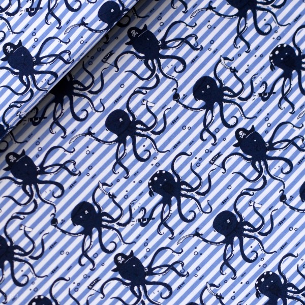 Bomuldsjersey “Octopus“ navy