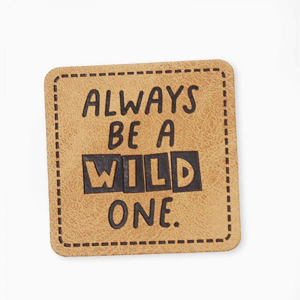 Kunstlederlabel "Wild" iron-on 3,5 x 3,5 cm