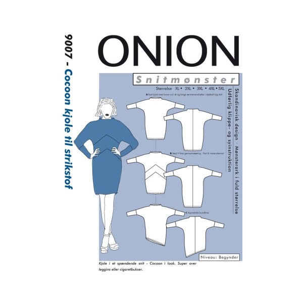 Snitmønster Onion 9007 "Cocoon kjole til strikstof" str XL- 5 XL