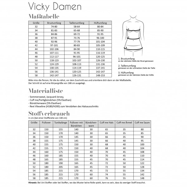 Snitmønster Sweater "Vicky" Dame str 32 - 58