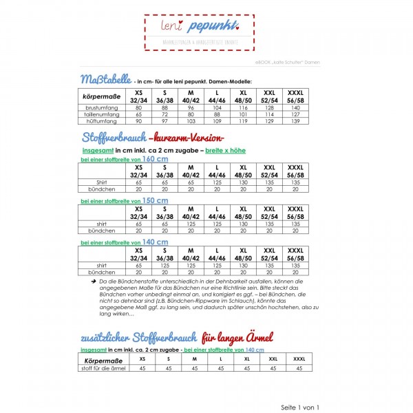 Snitmønster LeniPePunkt 51 "KALTE.schulter" str XS - XXXL