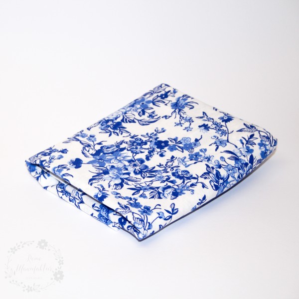 70 cm Bomuld “Delft" hvid med blomster