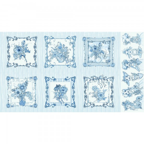 Bomuld-Panel “Flora Bleu“ by Loralie