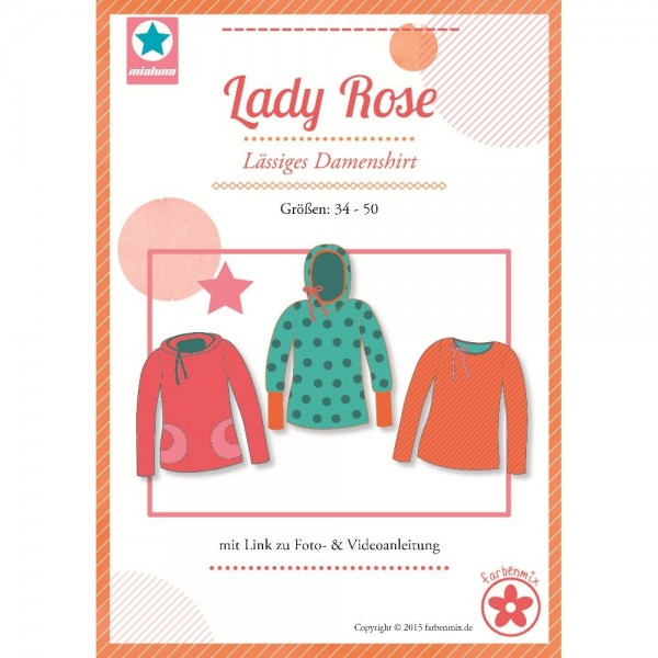 Snitmønster Mialuna Hoodie “Lady Rose“ str 34 - 50