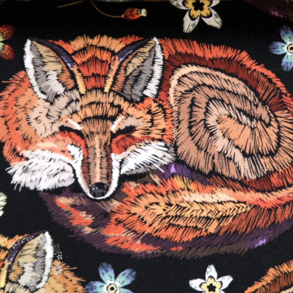 Bomuldsjersey "Embroidered fox"