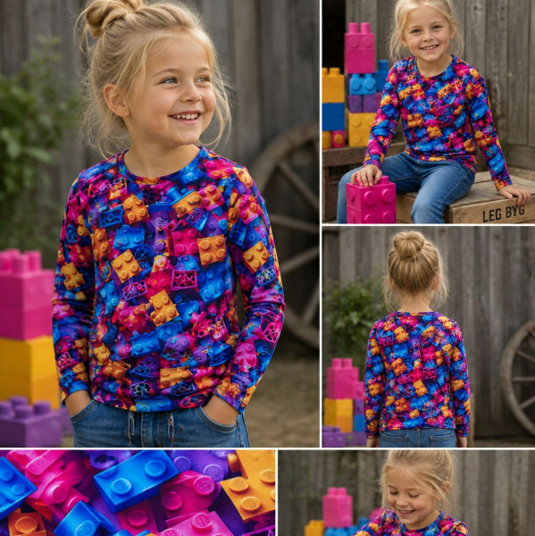 BIO-Bomuldsjersey " Neonblocks"