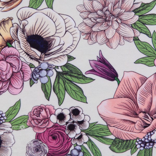 Bomuldsjersey "Blomster"
