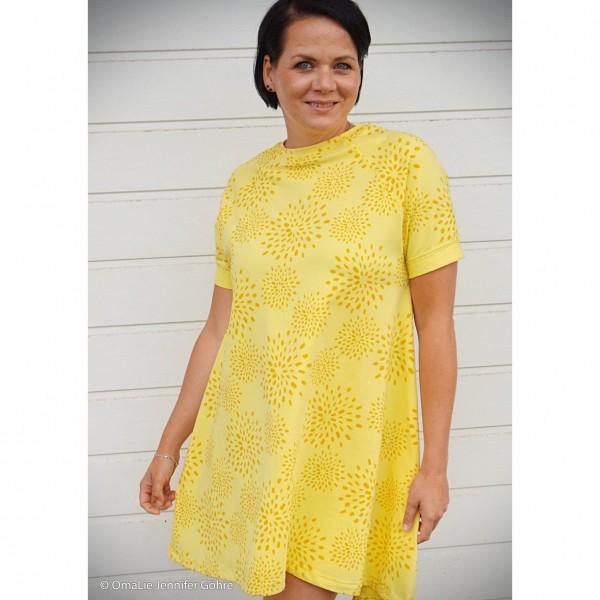 Bomuldsjersey "Veronika FS21" gul lille blomster