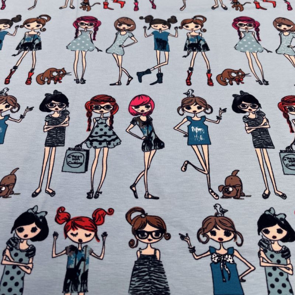 1 m Bomuldsjersey “Blue Girls“