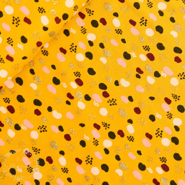 Bomuldsjersey "Glitter Dots sennep" designed for you by POPPY