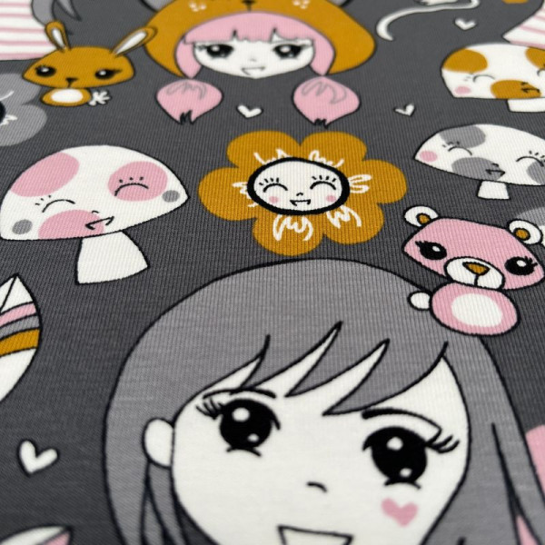 50cm Bomuldsjersey "Pige" grå