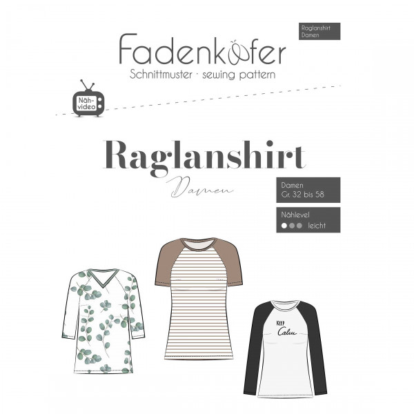 Papierschnittmuster "Raglanshirt" Dame Gr. 32 - 58