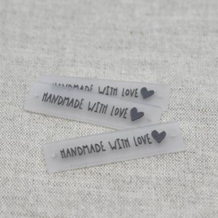 Silikone Label "Handmade withe Love" grå 10 x 40 mm