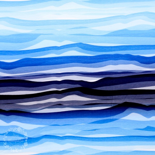 Bomuldsjersey "Wavy Stripes" by Lycklig Design