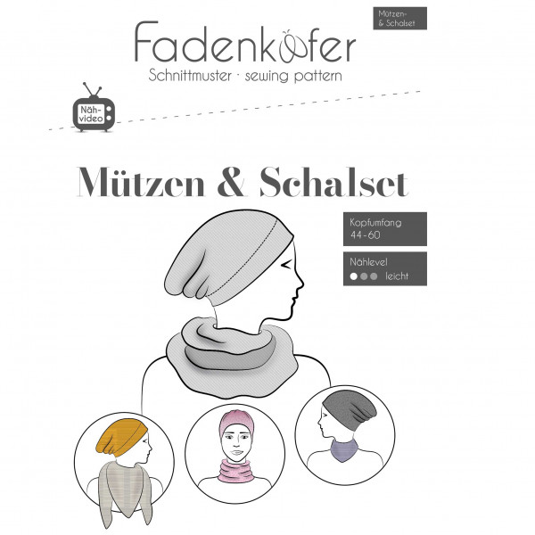 Papierschnittmuster "Mützen & Schalset" Kopfumfang 44 - 60cm