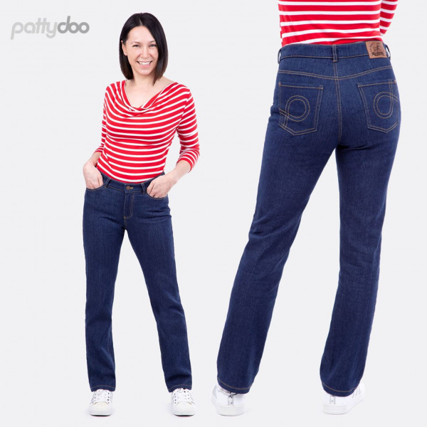 Snitmønster Dame Jeans regular waist "1 & 2" by pattydoo str 32 - 54