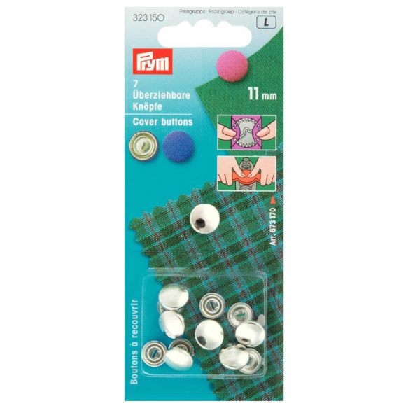7 Overtræksknapper Ø 11 mm fra Prym (Refil)