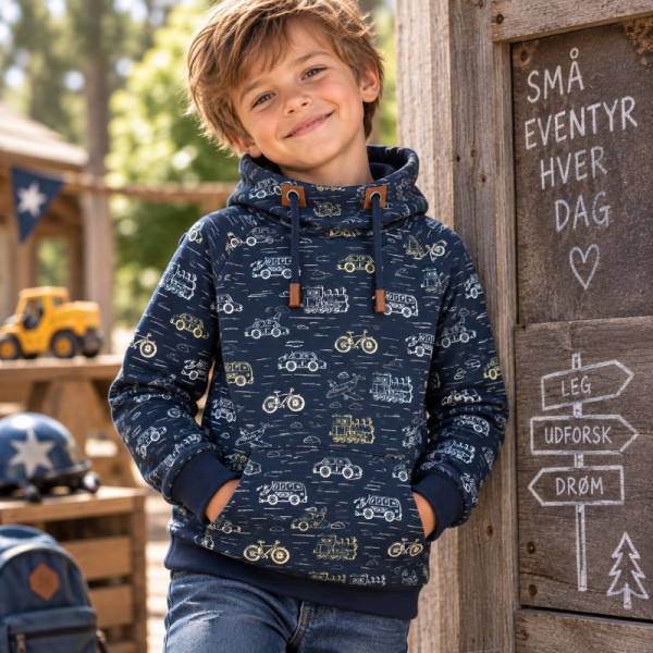 Snitmønster Hoodie “Noa“ Kids str 74 - 164