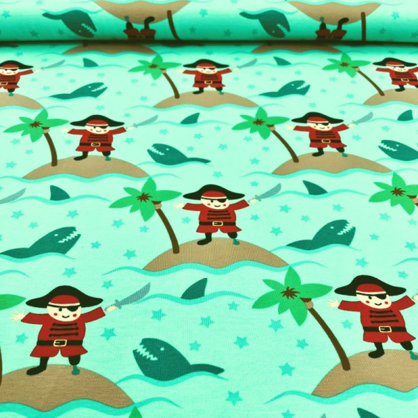 1m Bomuldsjersey "Hej Pirat!"