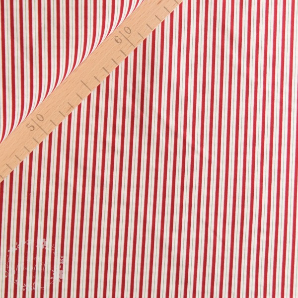 Bomuld "Holly Hill Christmas - Candy Cane Stripe White"